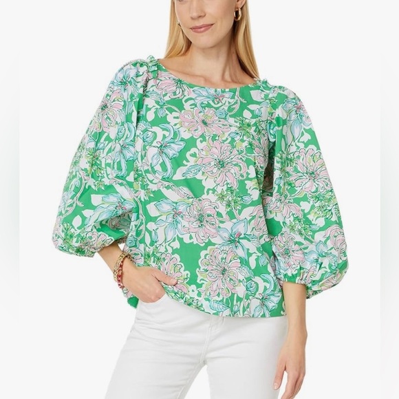 Lilly Pulitzer Barbara Top | Spearmint Blossom Views | NWT Size 00 - Picture 1 of 10